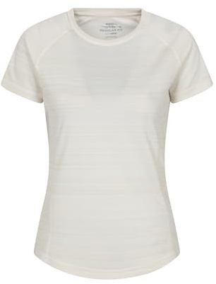 Mountain Warehouse Endurance Striped Womens Tee - Lightweight, Moisture Wicking T-Shirt, Quick Dry Top – for Spring Summer, Gym & Hiking White (Stripe) Women's Size 16
