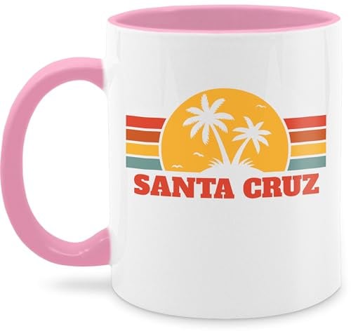 Tasse Tassen 325ml - Retro Palmen Motiv I Surfer Geschenk Surfen I Surfing - 325 ml - Rosa