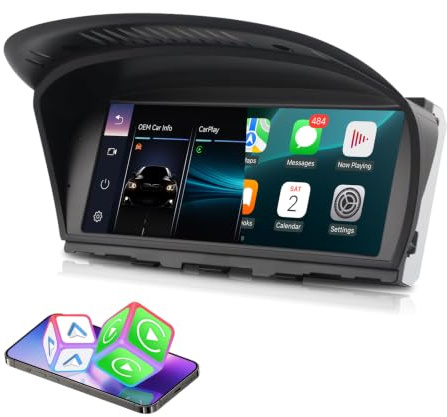 Car Stereo für BMW E60 E90 E92 – CarPlay & Android Auto Touchscreen-Radio-Upgrade für E61/E63/E64/E91/E93 (2003–2008), Kompatibel mit CCC iDrive-System, Plug & Play Head Unit