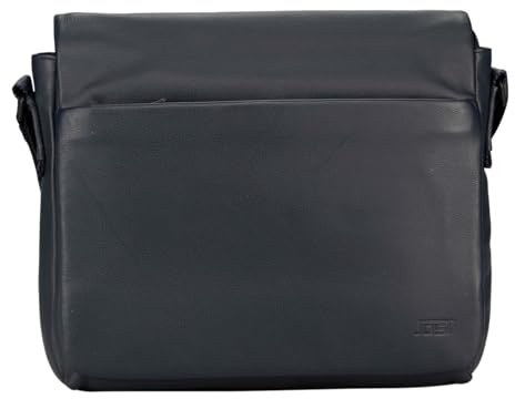 Jost Leder Schultertasche Umhängetasche mit Laptopfach Tromsoe Shoulder Bag Blue dunkelblau