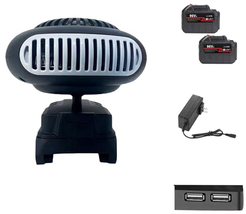 Chauffage de voiture portable, chauffage rapide, portable, rechargeable par USB, sans fil, désembueur, pour atelier, bureau, chambre, camping, chauffage, voitures (15 AA + 96 V + double batterie)