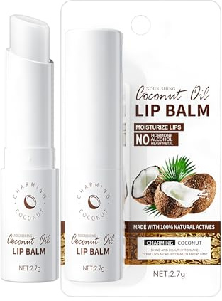 Kokos Lippenpflege Stift, 2 Stück Kokosöl-Lippenbalsam Feuchtigkeitsspendende Lippenbalsame Anganhaltend Nahrhaft Lippenpflege,Pflegender Lippenpflegestift Spendet Feuchtigkeit & Macht Sie Geschmeidig