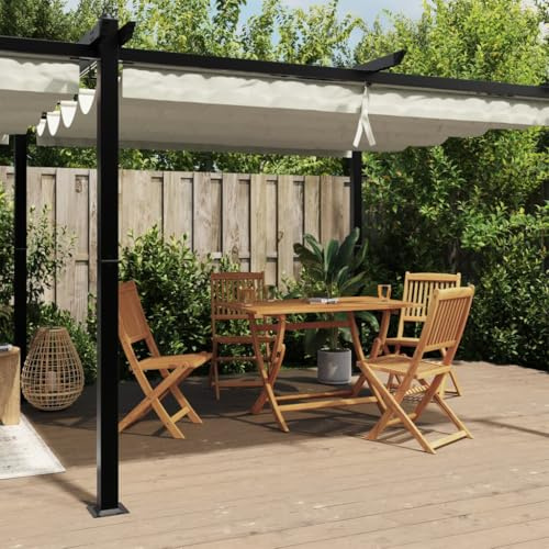 Tonnelle de jardin avec toit extensible, crème, 3 x 6 m, en aluminium, pergola d'extérieur robuste pour terrasse et jardin, toit pare-soleil étanche