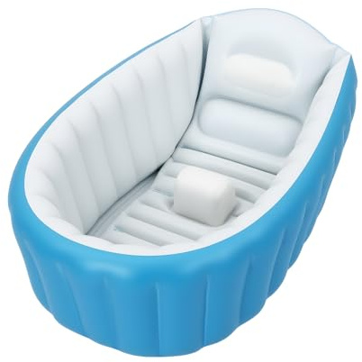 Baby Badewanne | Babywanne | Aufblasbare Babybadewanne | PVC Reise-Badewanne für Neugeborene & Kleinkinder (0-3 Jahre) | Inkl. Pumpe & Reparaturset | Falbar für Hotel, Camping (Blau)