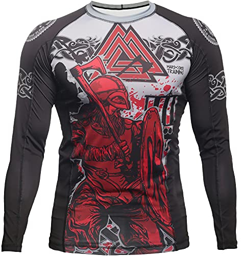 Hardcore Training Viking 2.0 Herren Manner Rashguard Kompression Lange Armel Jiu Jitsu MMA No-Gi Enge BJJ Grappling Basisschicht Kampf