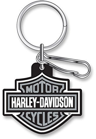 Harley-Davidson Classic Bar & Shield Key Chain with Key Ring & Clip, Gray 4496