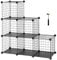 SONGMICS 6-Cube Wire Grid Storage Rack, Interlocking Shelving Unit with Metal Mesh Shelves and PP Plastic Sheets, for Books Shoes Clothes Tools, in Living Room Bathroom, Black LPI111H