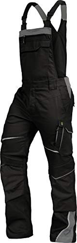 TRIUSO Leib Wächter Flex-Line Herren Latzhose flexibel mit Spandex (schwarz/grau, 29)