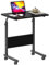 SogesHome Laptoptisch 60 * 40cm höhenverstellbar PC-Tisch mit Rollen, Betttisch, Beistelltisch,Kleiner Schreibtisch,Desktop mit Nut, Schwarz,05#3-60BK-SH-1