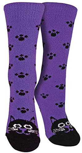 Sock Snob Ladies/Womens Fluffy Non Slip Cute Slipper Socks with Animals | Night Time Footwear | Floor Traction | Home Lounging | Patterned Hosiery | Workday Hosiery
