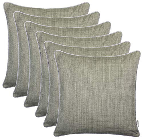 Brandsseller 6er Set Outdoor Kissen 45x45 cm – Wetterfeste Zierkissen mit Paspel in Leinenoptik – Wasserabweisende Gartenkissen & Dekokissen für draußen – Sofakissen für Balkon & Terrasse - Taupe