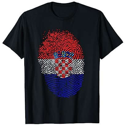 Fingerabdruck Flagge Geschenk Kinder Kroatien T-Shirt