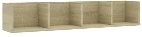 vidaXL CD Wandregal 4 Fächer Wandboard DVD Regal Aufbewahrung Hängeregal Bücherregal Medienregal Dekoregal Sonoma-Eiche 100x18x18cm Holzwerkstoff