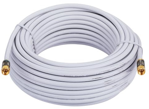 15M White RG6 Coax Cable Dual Shield Outdoor/Indoor Coaxial BNC Extension Wire For Satellite Dish Cable TV Antenna