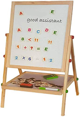 2 in 1 Wooden Kids Easel - Adjustable Double-Sided Magnetic Whiteboard & Chalkboard | Revolving Easel Board with Magnetic Letters, Chalk & Accessories | Creative Fun & Learning for Kids, 100cm Height
