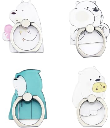 4Stück Handy Ring Halter, Netter Schöner Niedlich Cute Animals Panda Bär, 360° drehbar Finger Ring Griff Stand für Smartphones und Tablets (Bär)