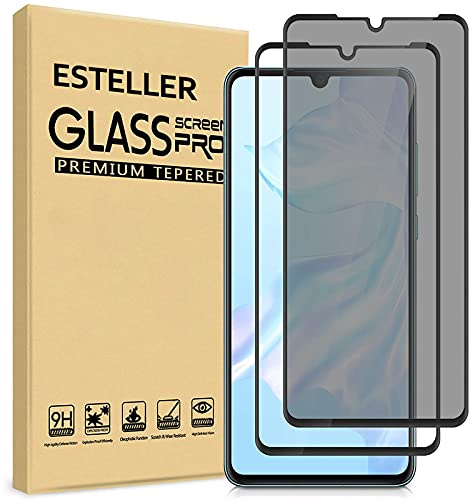 Esteller [2 Pezzi Privacy Pellicola Protettiva per Huawei P30, Vetro Temperato per Huawei P30, [Copertura 3D Completa] [Case Friendly] Anti-Spy Pellicola Protettiva