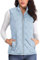 Women's Gilet Jacket Stand Collar Lightweight Quilted Zip Vest Bodywarmer Outdoor Gilet,Blue,XL