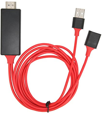 Yunseity Cavo per Proiettore da Smartphone a HDMI, Adattatore per Mirroring da Telefono a TV 1080P, Cavo per Collegare Il Telefono alla TV, per Android, iOS, per (Rosso)