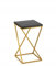 HowHomely Blumenständer Metall 40 cm Hoch - Blumenhocker mit Schwarz MDF-Platte auf Gold Ständer - Pflanzenständer im Loft-Stil für die Innendekoration