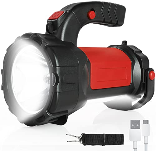 GeeRic LED Handscheinwerfer Taschenlampe,6000 Lumen LED-Scheinwerfer-Taschenlampe,6 Modi Helle Handgroße Taschenlampe, Wasserdichter Suchscheinwerfer für Camping Outdoor Notfall