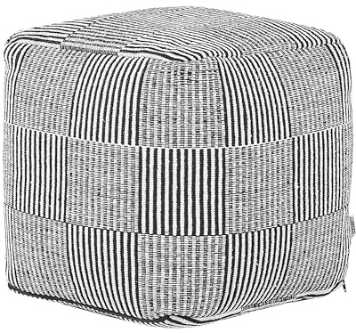 Beliani Pouf Baumwolle Streifenmuster schwarz/weiß 40x40x40 cm Sitzkissen Pandran