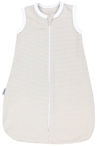 TupTam Sommerschlafsack Baby – Leichter Schlafsack Baby Sommer 0.5 TOG aus Baumwolle, OEKO-TEX zertifiziert, Unisex, Farbe: Streifenmuster Beige, Größe: 86-92