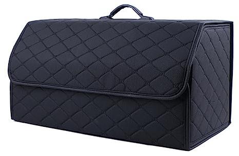 ESUKAR Auto Leder Kofferraum Organizer für Mercedes Benz AMG GT A Class AMG C Class AMG GLC AMG Sport, Faltbare Aufbewahrungsbox Taschen Kofferraumtasche Wasserdicht Innenraum Zubehör,Black1-L