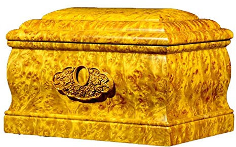 BONOOL Gedenkurne mit handgraviertem Design, Urnen für menschliche Asche, Baum des Lebens, Holzkiste für Erwachsene, geeignet für Zuhause oder Bestattung (Golddraht Nanmu, 380 Kubikzoll)