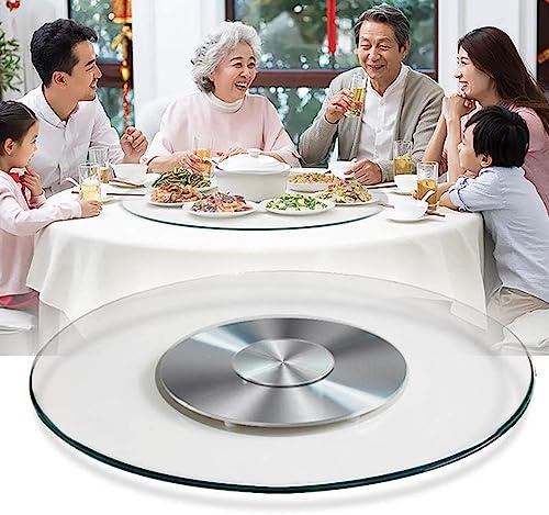 DETMOL Plato Giratorio Lazy Susan de Vidrio contemporáneo,Bandeja giratoria de 60-90 cm,Plato Giratorio Redondo de Vidrio Templado, hogares y restaurantes,80 cm