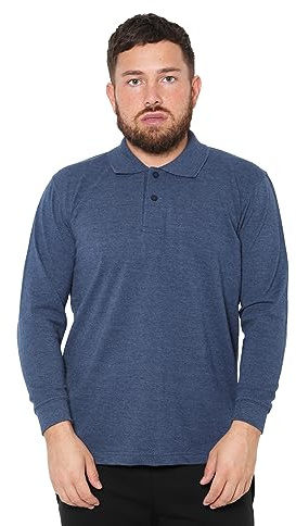 UrbanFit Men's Cotton Pique Regular Fit Long Sleeve Polo Shirt Casual Button Neck Long Sleeve Tops Golf Tennis Cotton T-Shirts Tee Tops Business Work (2335)