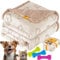 Lovpet® wasserdichte Hundedecke, Fleece Haustier Decke Katzendecke + 3X Kauknochen, für Minihunde und kleine Hunde, Katzen, 101 x 73 cm, M, Handwäsche, beidseitiger Sofabezug-Schutz Beige
