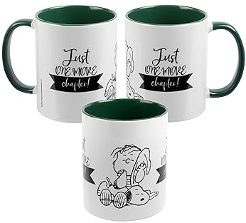 The Peanuts Tasse Snoopy - Just one more chapter! Kaffeetasse Becher Kaffeebecher aus Keramik Grün Weiß 320 ml