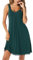 Uniexcosm Nachthemd Damen Ärmelloses Kurz Baumwolle Nachtkleid Spitze V-Ausschnitt Nachtwäsche Sexy rutschfeste Schultergurte Freizeitkleid Sleepwear Dunkelgrün XXL