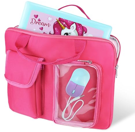 Annmore Bag Compatible with VTech Genio My First Laptop, Case Compatible with Lexibook Educational and Bilingual Laptop, Pink