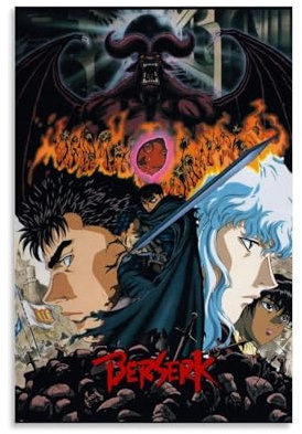 ENILSA Berserk Poster Anime Vintage Cover Poster Dekorative Malerei Leinwand Wandkunst Wohnzimmer Poster Schlafzimmer Malerei,Wandkunst Bilddruck Moderne Familienzimmer Dekor 12x18inch(30x45cm)
