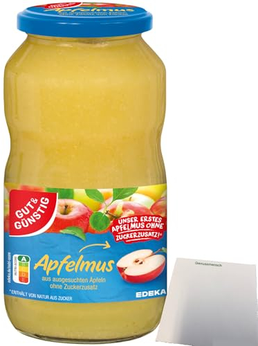 Gut&Günstig Apfelmus ohne Zuckerzusatz (710g Glas) + usy Block