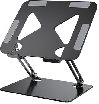 Standly Adjustable Laptop Stand for Desk – Portable Multi-Angle Laptop Riser with Heat Vent, Ergonomic Laptop Holder for MacBook, iPads, Tablets & 10-16” Laptops (Grey)