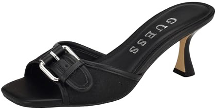 Guess Women's Dista Heeled Sandal, Black Patent 002, 8