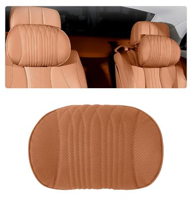ontto 1 Stück Auto Kopfstütze Kissen Nackenkissen Memory Schaum Kopfstütze Kissen Leder Autositz KopfstützeEinstellbare Nackenkissen Passt für BMW 1er 2er 3er 4er F45 F48 X1 X2 X3 X5 X7 I4 X8-B Braun