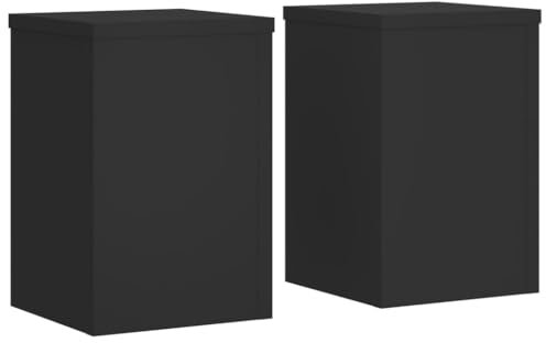 vidaXL Supports pour plantes 2 pcs noir 20x20x30 cm bois d'ingénierie, support de fleurs, support de pot, support pour plantes d'intérieur