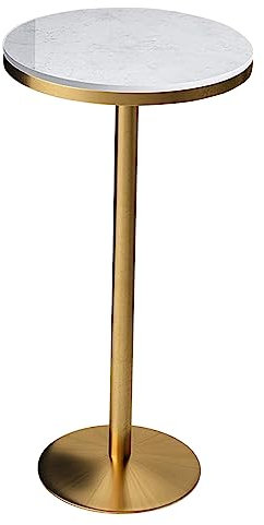 Table Haute Ronde, Table de Bar, Dessus de Table en marbre, Fer doré, Peinture de Cuisson à Haute température, Base épaisse, Facile à Nettoyer, Table de Petit-déjeuner pour Petits espaces (t