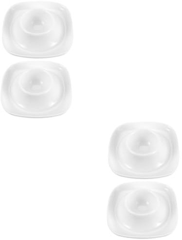 COLLBATH 4 Stück Eierbecher die köchin einkoch Eierablage Eierdekoration Egg Cup Eierteller aus Porzellan Halter für frische Eier Mini-Eier Ostereierständer Eierhalter Eierregale Weiß