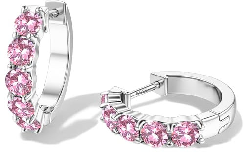 Dochais Creolen Ohrringe Silber für Damen - Hypoallergen 14K Vergoldet Huggie 925 Silber Mit Zirkonia - Trendy Schmuck Geschenk für Mädchen Männer