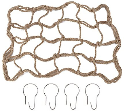 Bird Climbing Net, Sturdy and Practical Rat Toys Rat Climbing Bird Rope Net with 4 Hanging Circle for Parrots and Hamsters