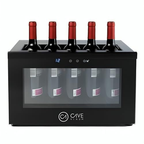 MBH - Vinoteca Profesional pequeña 12-18º compacta para 5 botellas. Cava de Vino Expositor de barra y contrabarra con Refrigeración termoeléctrica y control de temperatura LED para Hostelería.