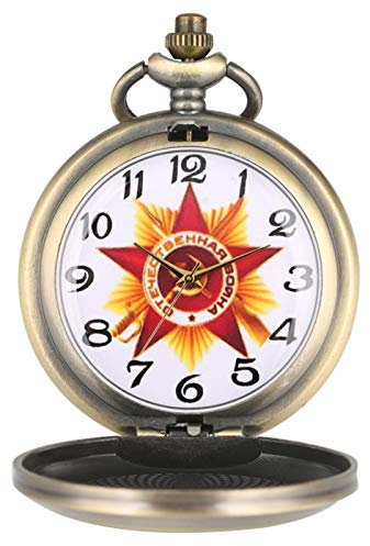 HUIBBGO Retro Antico URSS Soviet Badges Falce Martello Stile Quarzo Orologio da Tasca Russia Emblema Comunismo Logo Copertura Orologio in Rilievo