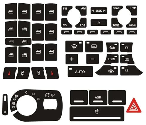 ANRAM Audi A3 8P Klimaanlage Knopf Aufkleber, Schwarz, PVC, Auto Innenraum, Rechteck, Buchstaben, Indoor