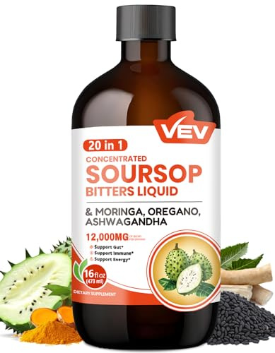 VEV Soursop Bitters Liquid, 20 in 1 Herbal Blend – 16 fl oz