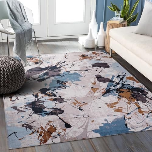 NETLINE HOME Teppich Wohnzimmer - Waschbarer - Teppich Rutsch Stop - rutschfeste Teppiche Aus Baumwolle Gewebt - Vintage Boho Teppich Für, Schlafzimmer Küche Flur Und Salon (Mehrfarbig, 160X230)